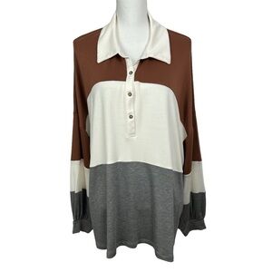 NWT Maurice’s Women’s Pullover Top Sz 3X Multi Colors Stretch 4 Buttons On Front